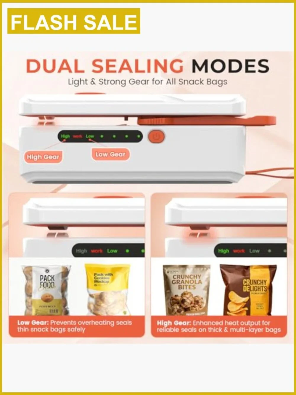 Mini Bag Sealer Rechargeable Portable Heat Sealing Machine Food Storage